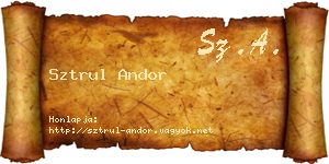 Sztrul Andor névjegykártya